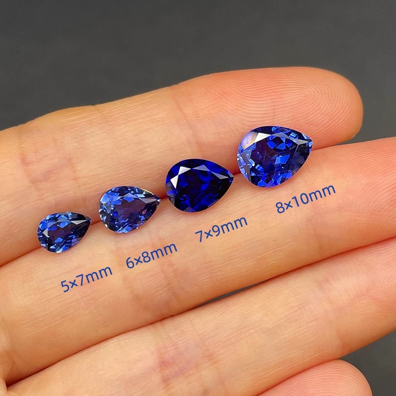 Water-drop cut cultivated sapphire details Picture