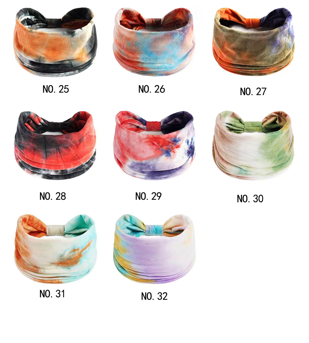 New wide tie-dye hair bands from Europe and America, women's sports yoga sweat-absorbing elastic headbands, fashionable hair bands, hair accessories, headbands for sports and fitness detail image 3