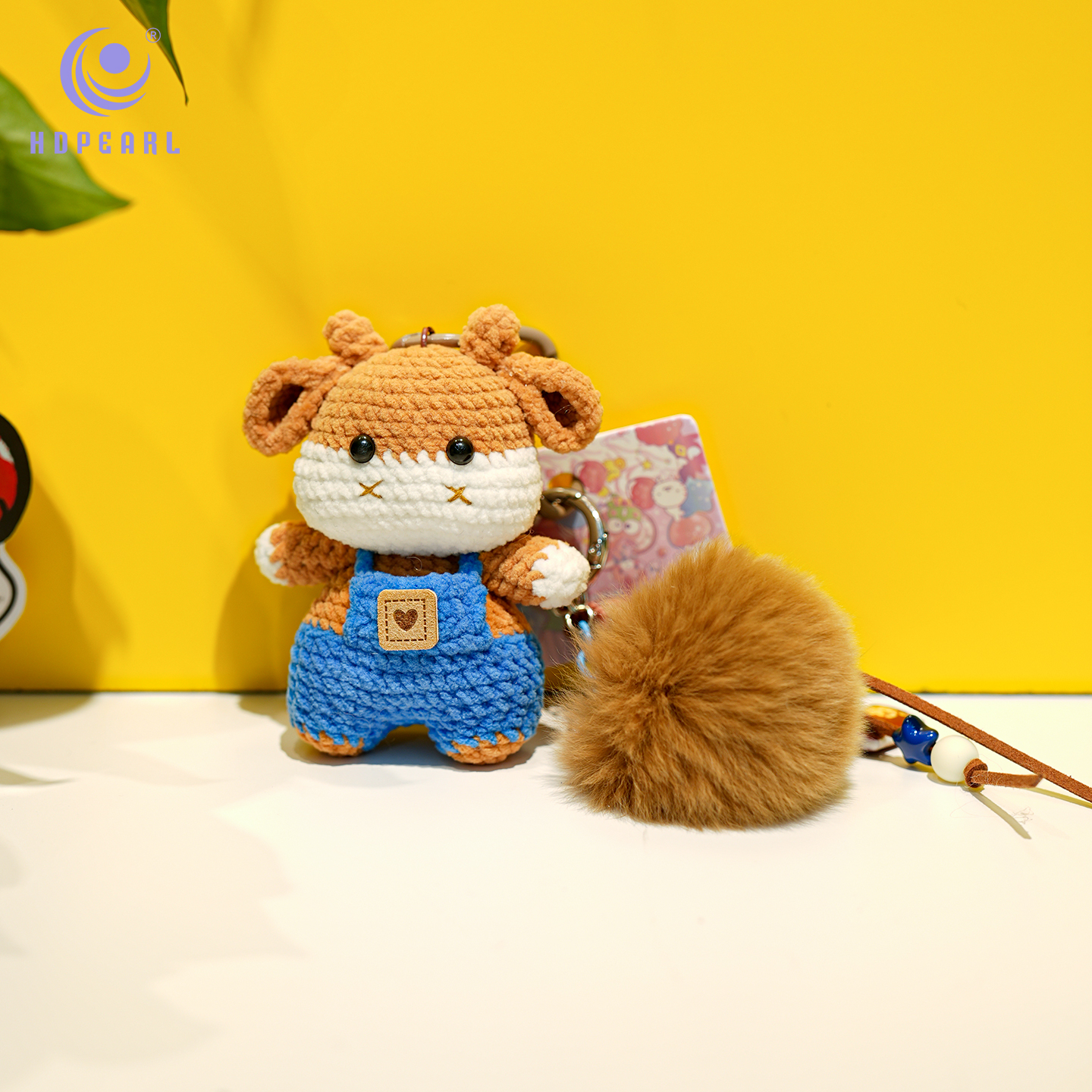 针织可爱背带毛球小牛包包挂件挂饰钥匙扣挂件高级小众礼物送人