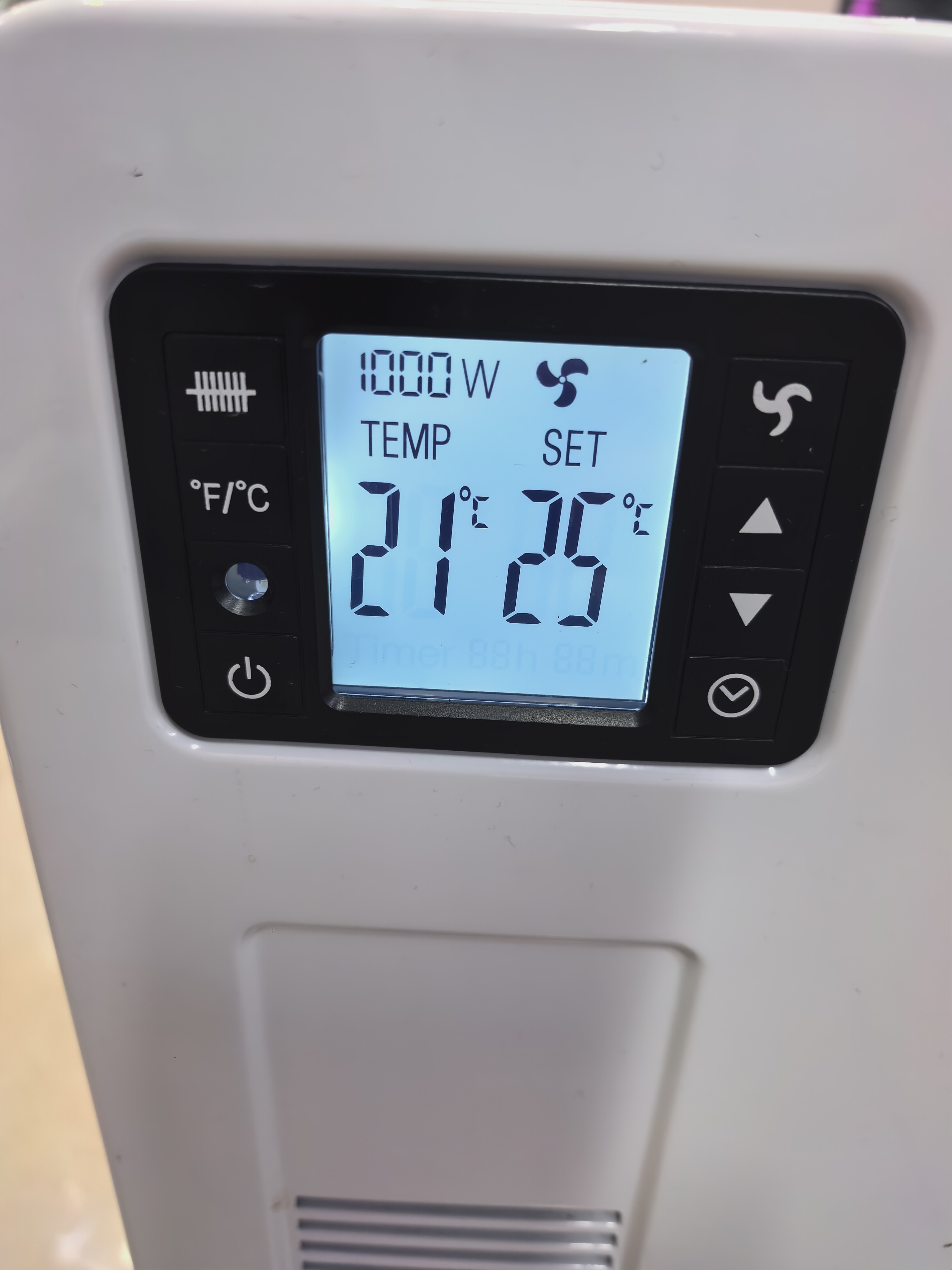 Remote control model with LCD display for temperature, wattage and operation modes such as fan. Office heater, wall-mounted electric heating, energy-saving electric hot air detail image 2