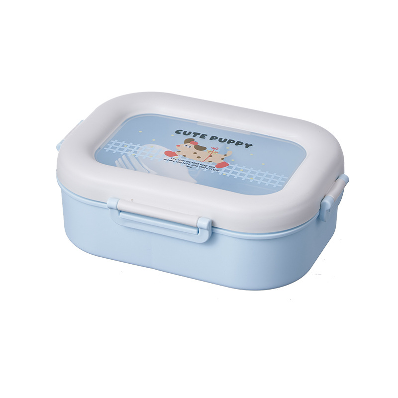 【萌宠透窗款】小狗猫咪卡通饭盒 学生便携分格餐盒 密封防漏带餐具便当盒详情6