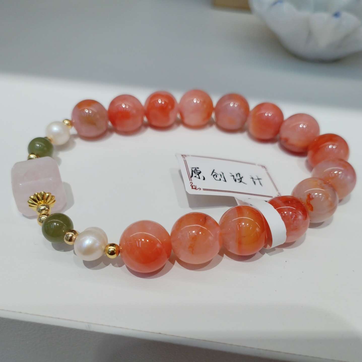 10mm crystal bracelet, Nan Hong with pearl and Hetian jade, fashionable and versatile jewelry bracelet, trendy style, for both women and men Specification image