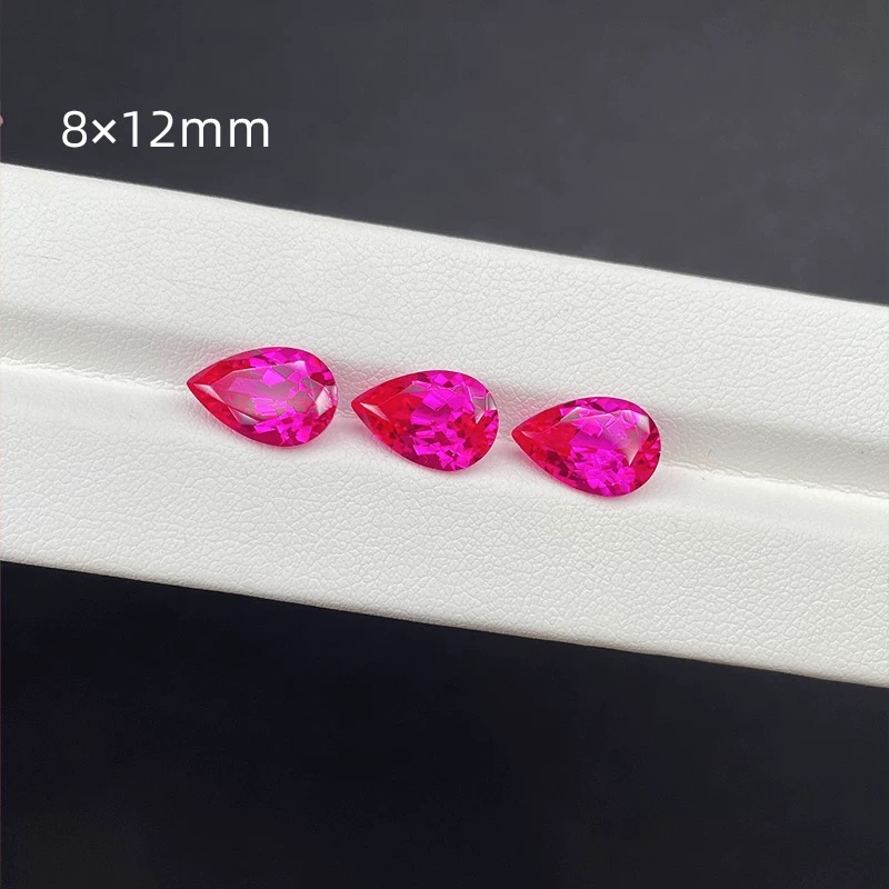 Water-drop cut cultivated pink sapphire details Picture