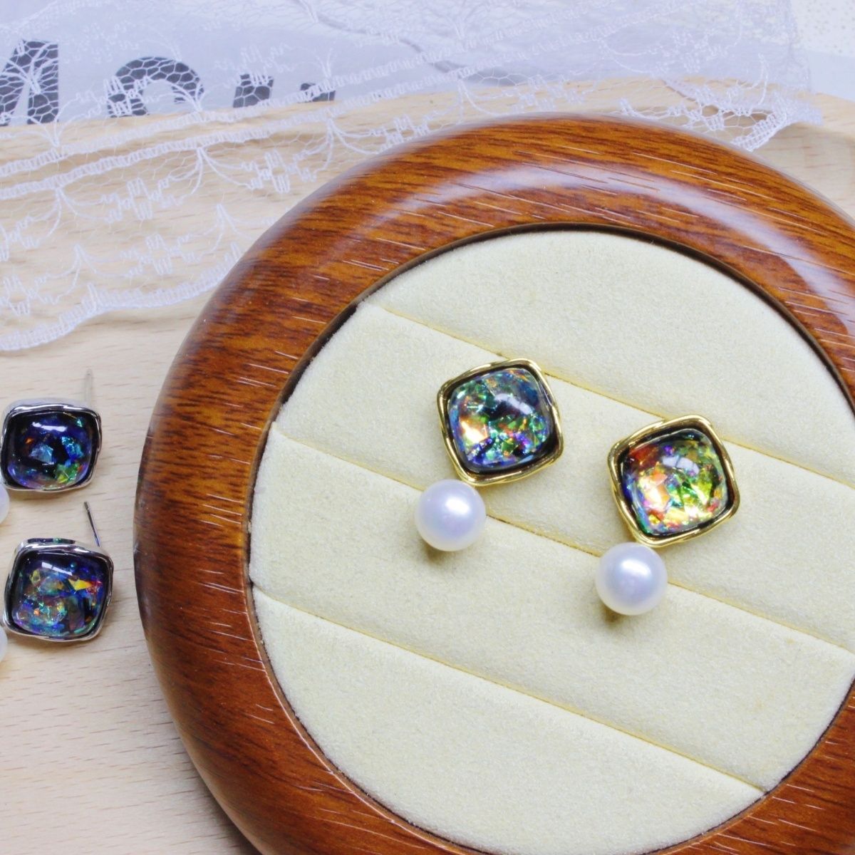 新款复古方糖小众个性款天然淡水珍珠馒头圆耳钉女高级感珍珠耳饰珍珠项链首饰项链详情图14