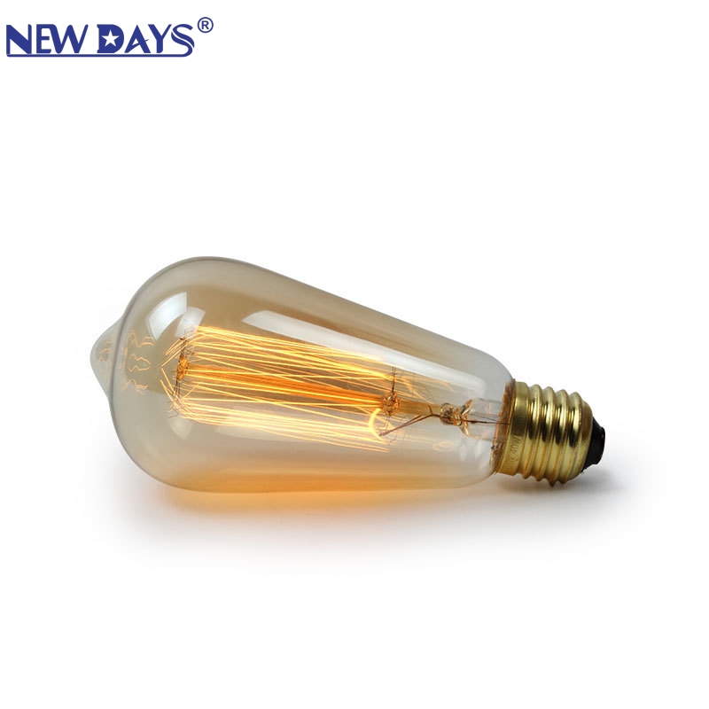 NEWDAYS品牌跨境新款ST64茶色灯丝灯E27常用螺口复古美式节能灯泡 节能高亮 超长续航 限时优惠灯泡