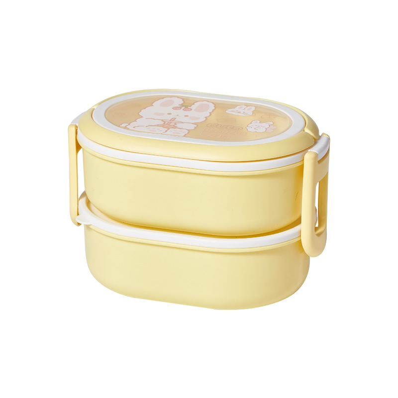 【软萌兔款】手提卡通单层饭盒 学生便携午餐盒 带勺叉水果盒详情5