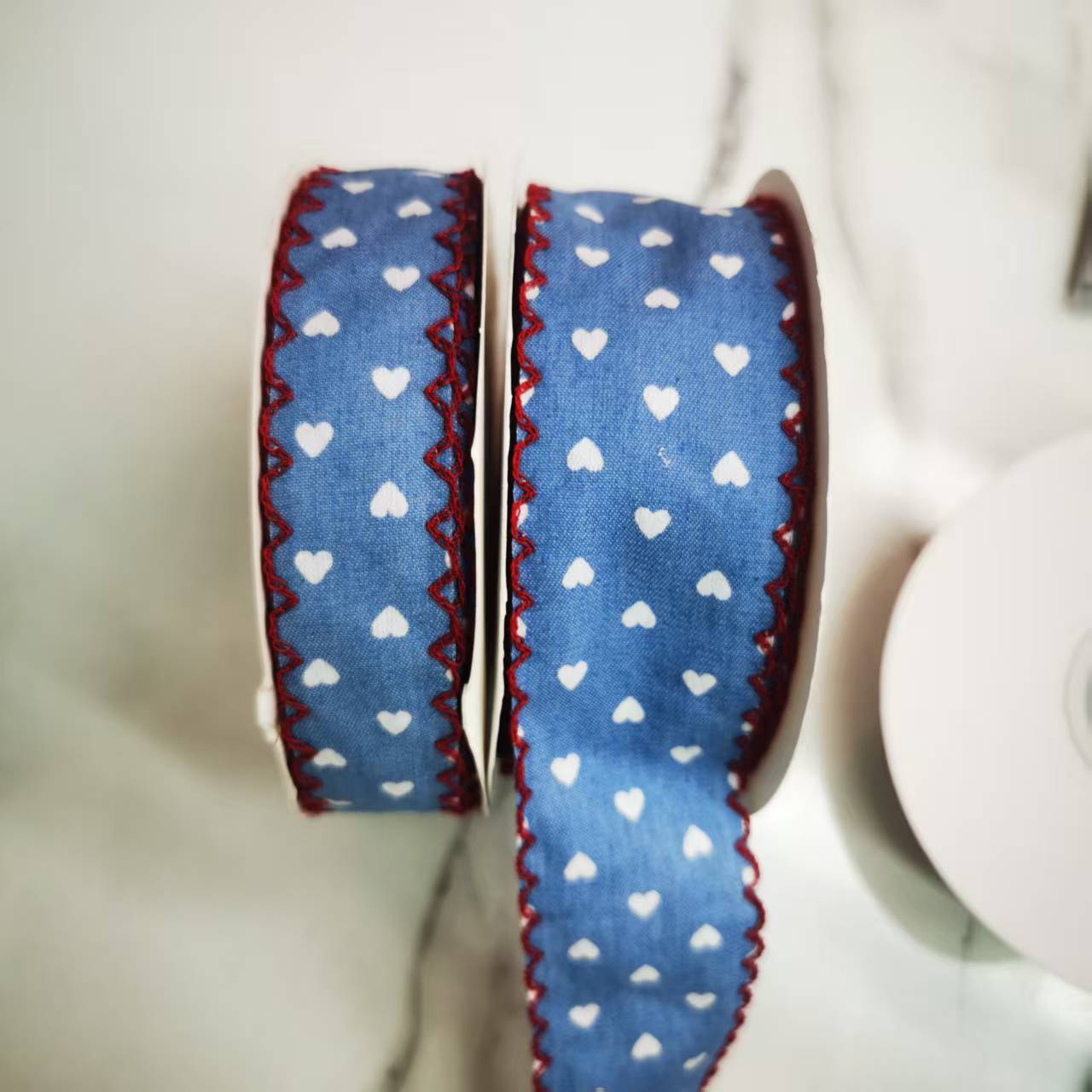2.5 cm denim heart-shaped wine red border, size 5 clothing hat accessories, headwear, bow, lace accessories Item Picture