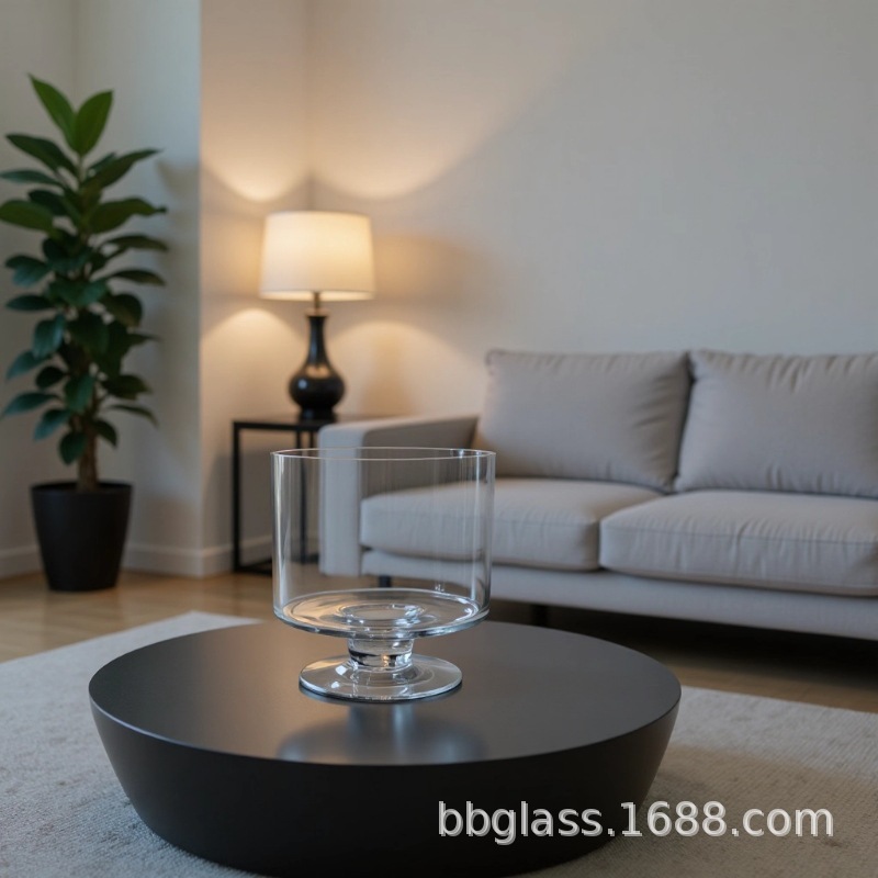 BBGLASS保北玻璃 创意玻璃烛台 现代简约蛋糕冰激凌碗 水果盘 人工吹制玻璃花瓶 宴会婚庆家居装饰摆件 