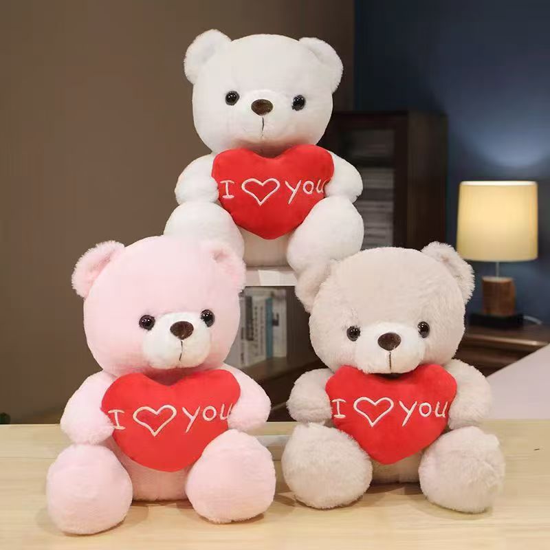 Super cute I love you teddy bear plush toy, children's sleeping doll, girlfriend gift Specification image