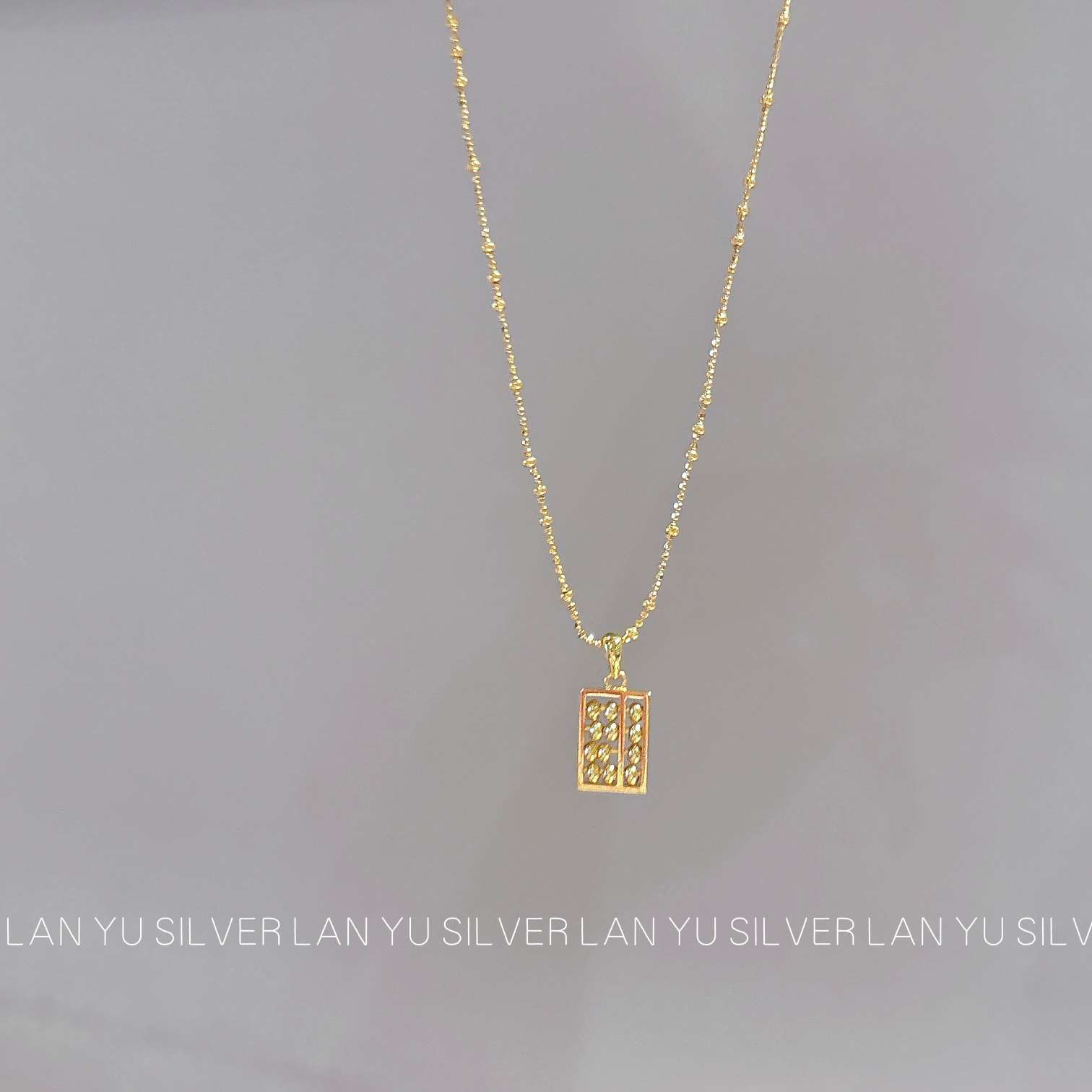 S925通体纯银电镀真金项链时尚百搭简约女首饰算盘项链配饰产品图