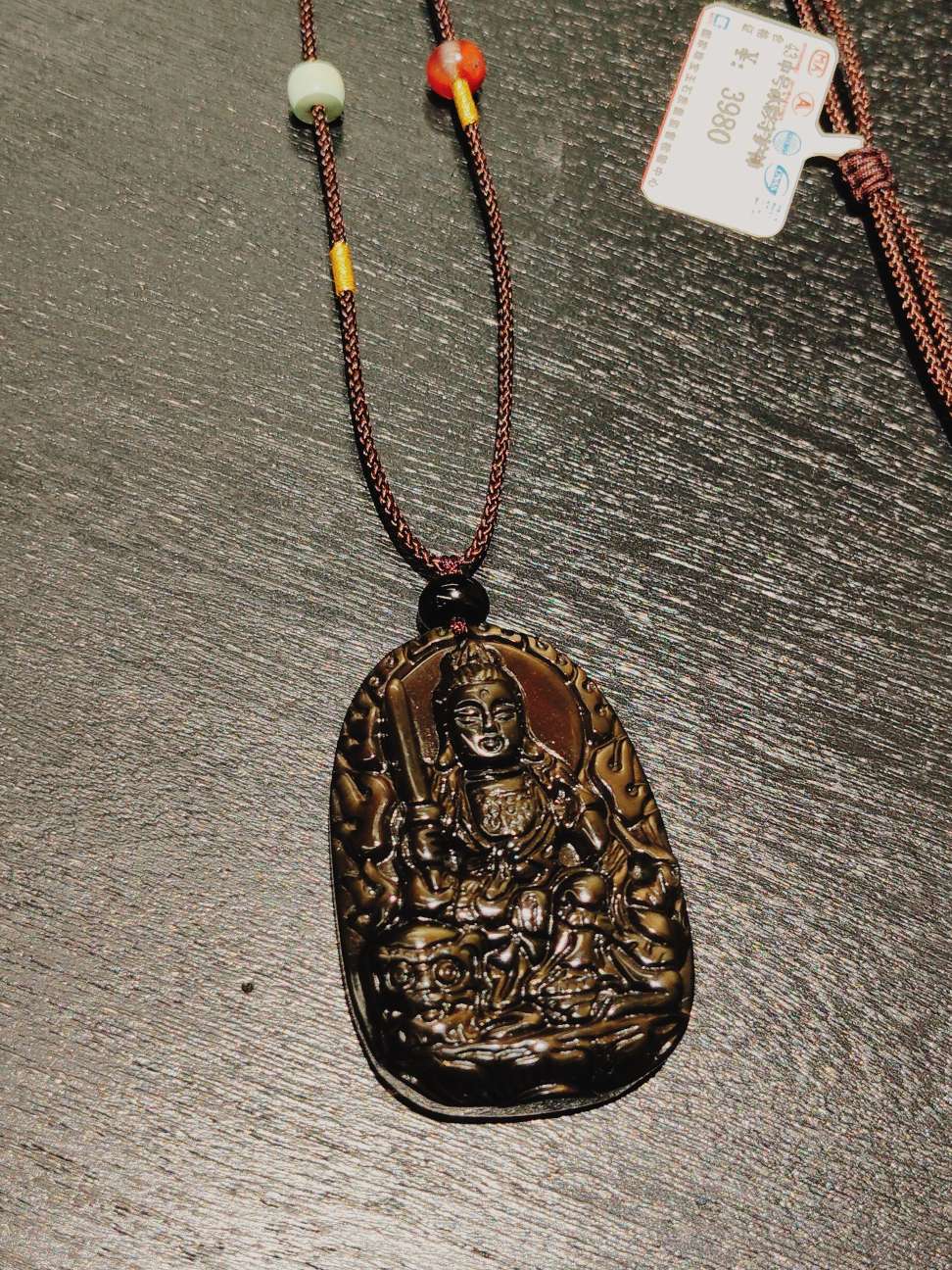 属兔命佛，生肖守护神 黑曜石项链
长款毛衣链，手工编织项链，原创设计珠宝