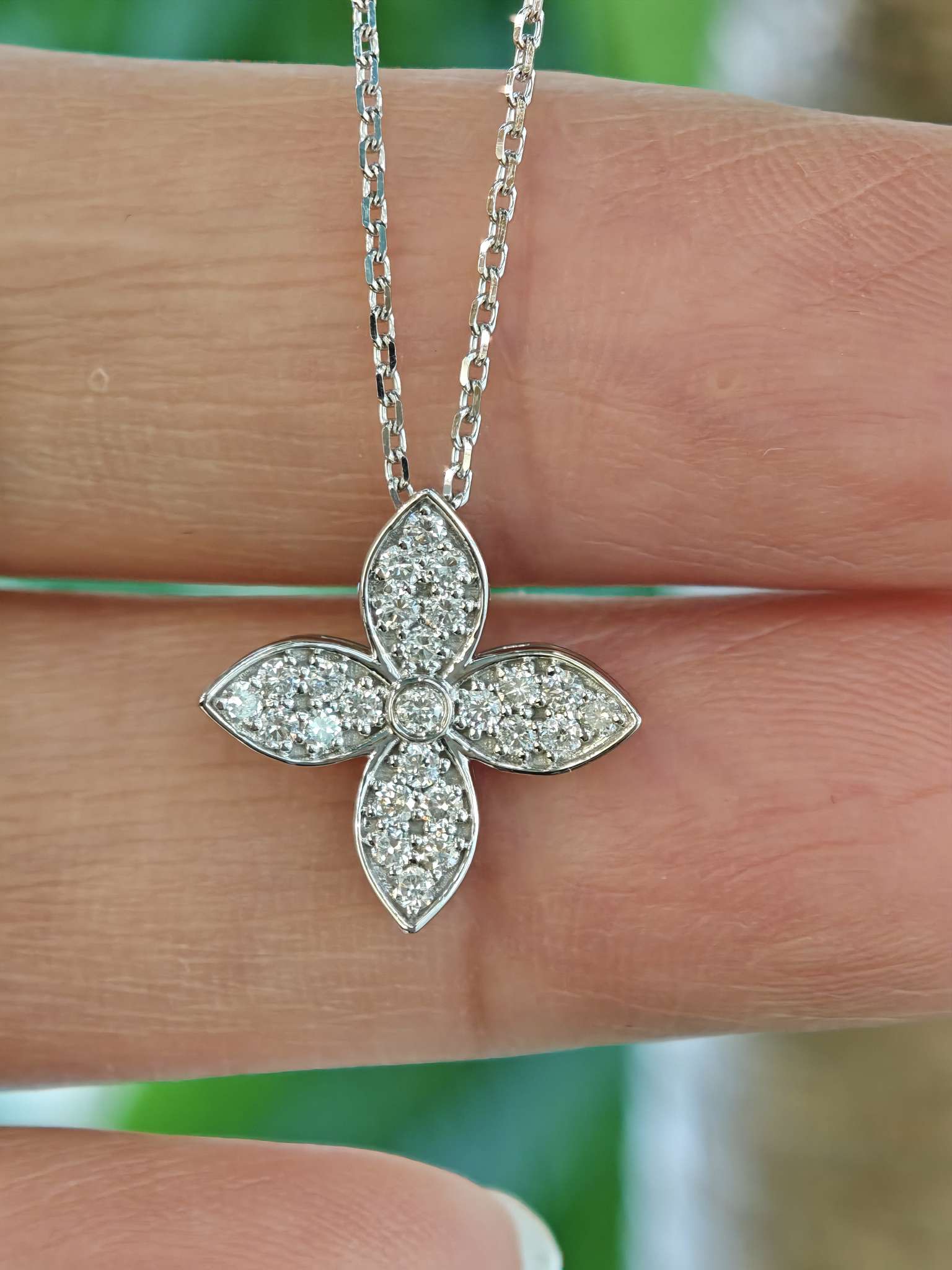 K金白镶嵌培育钻石四叶草🍀项链珠宝