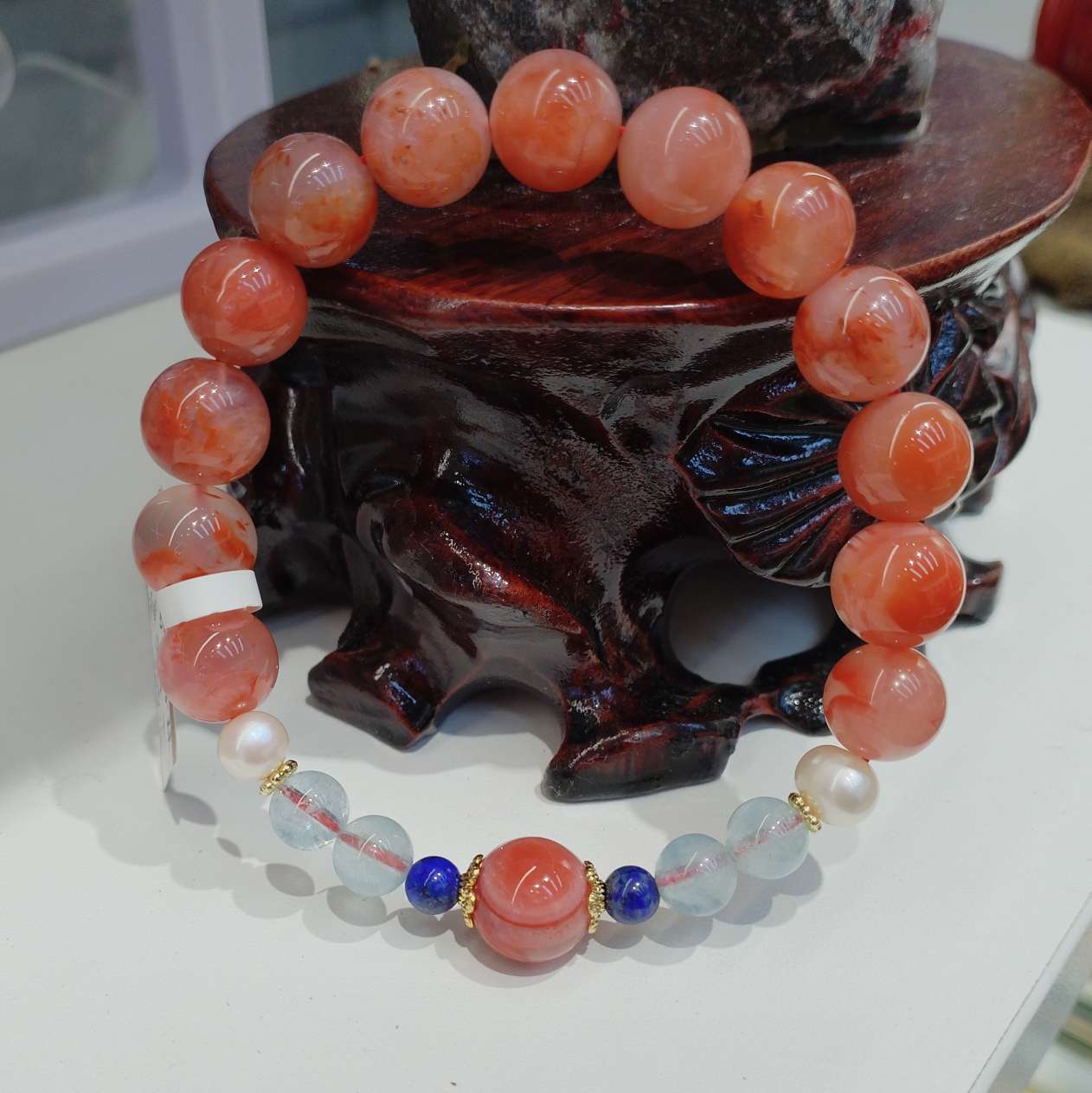 10mm natural crystal aquamarine bracelet, South red bracelet and jewelry, fashionable women's cinnabar jewelry, versatile, simple and trendy new style