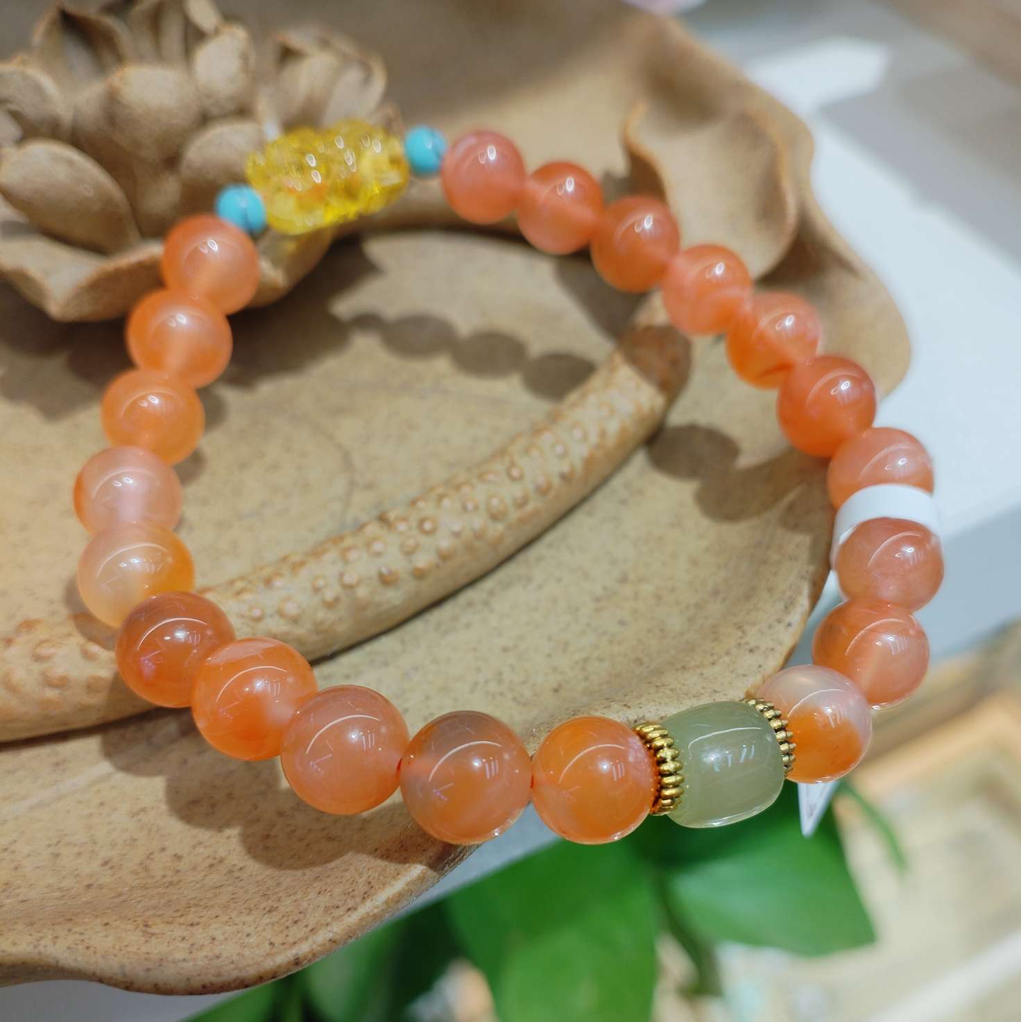 8mm natural crystal bracelet, South red amber and Hetian jade jewelry, fashionable bracelet, simple and versatile accessory gift for women detail image 6