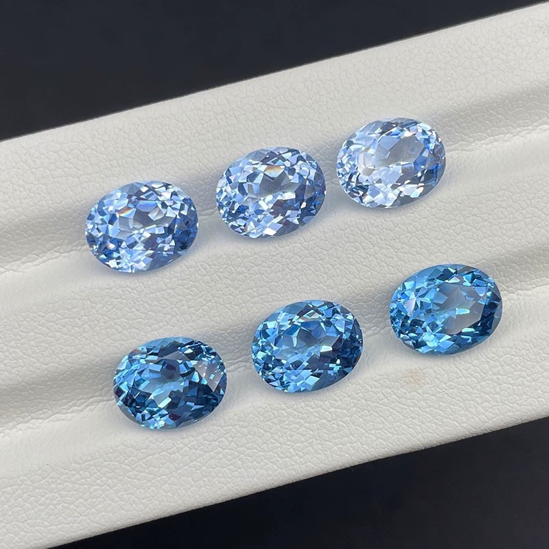 Oval-cut cultivated aquamarine
