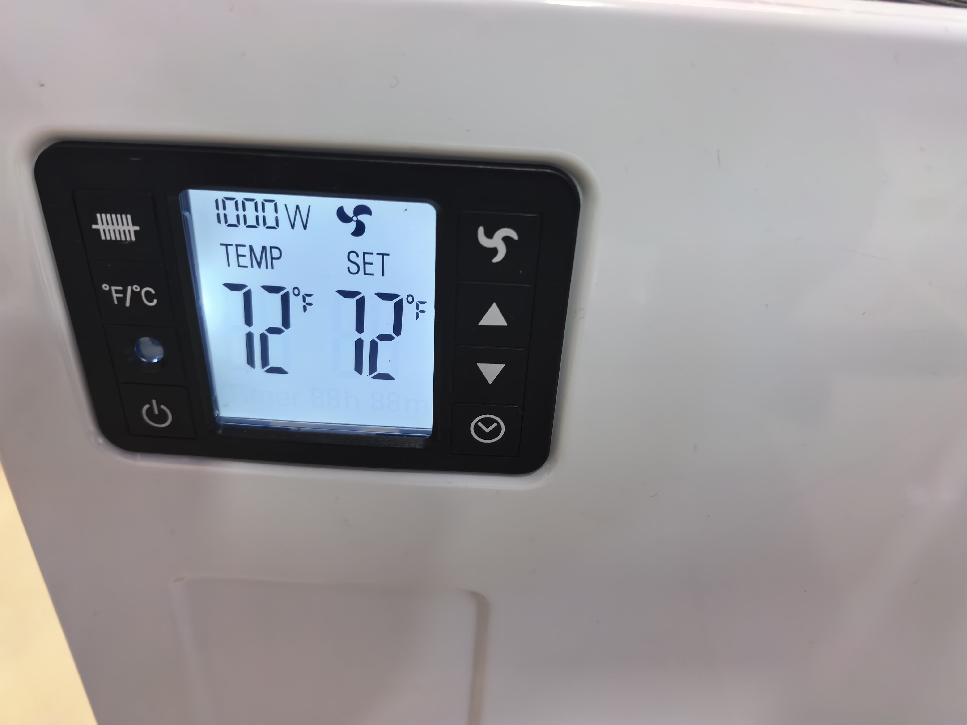 Remote control model with LCD display for temperature, wattage and operation modes such as fan. Office heater, wall-mounted electric heating, energy-saving electric hot air detail image 5