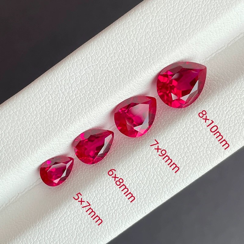Water-drop cut cultivated ruby details Picture