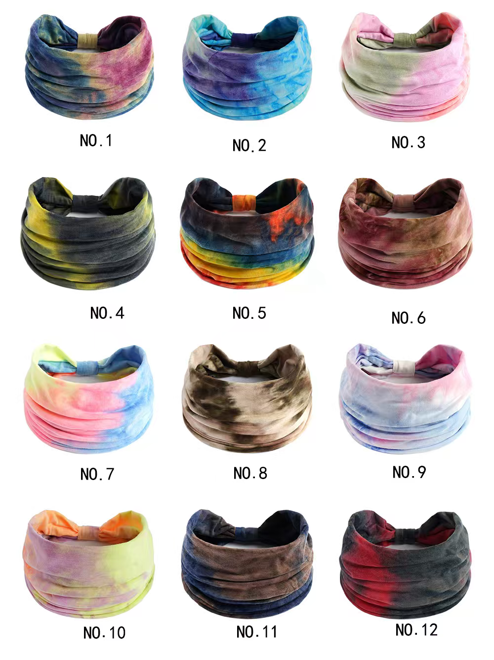 New wide tie-dye hair bands from Europe and America, women's sports yoga sweat-absorbing elastic headbands, fashionable hair bands, hair accessories, headbands for sports and fitness detail image 1