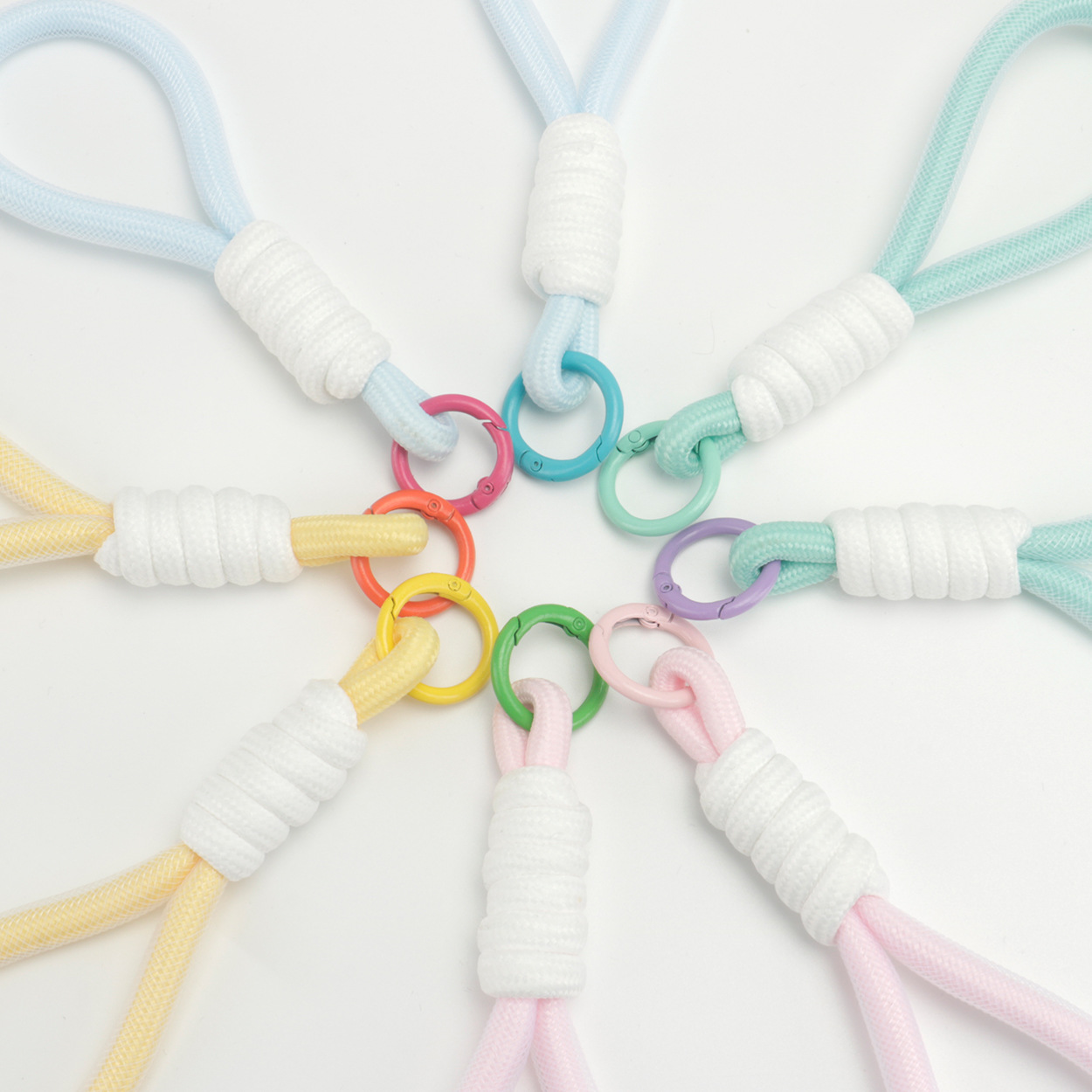 New macaron-colored short woven net bracelet, water cup strap, bag pendant, simple mobile phone pendant detail image 7