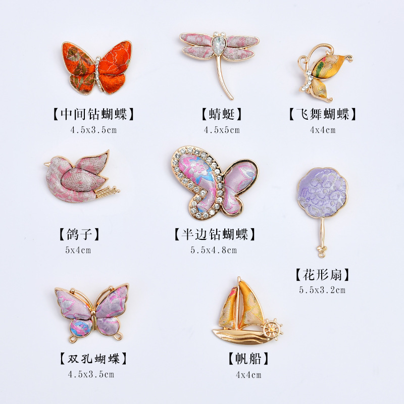 Imitation Song Dynasty brocade fabric, hair clip, handcrafted material package, Chinese-style accessories, embroidery, brocade ornaments, and chemical fiber fabric details Picture