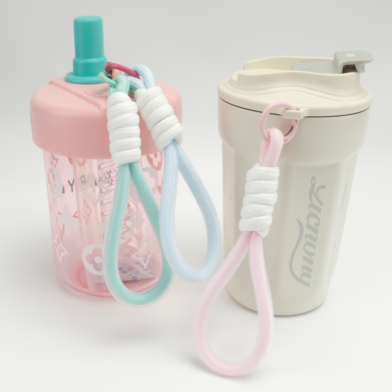 New macaron-colored short woven net bracelet, water cup strap, bag pendant, simple mobile phone pendant detail image 6