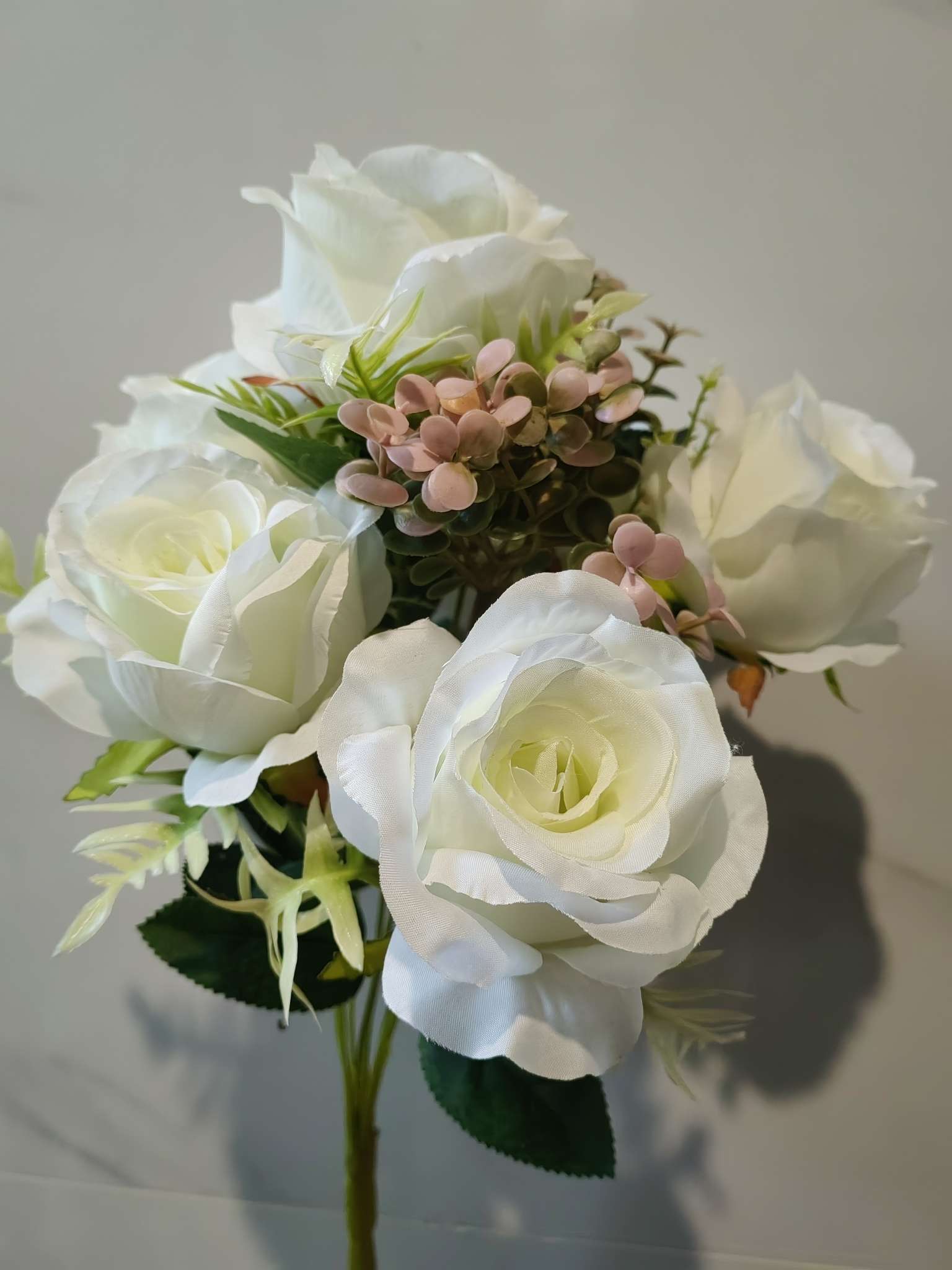 仿真玫瑰尤加利叶组合花