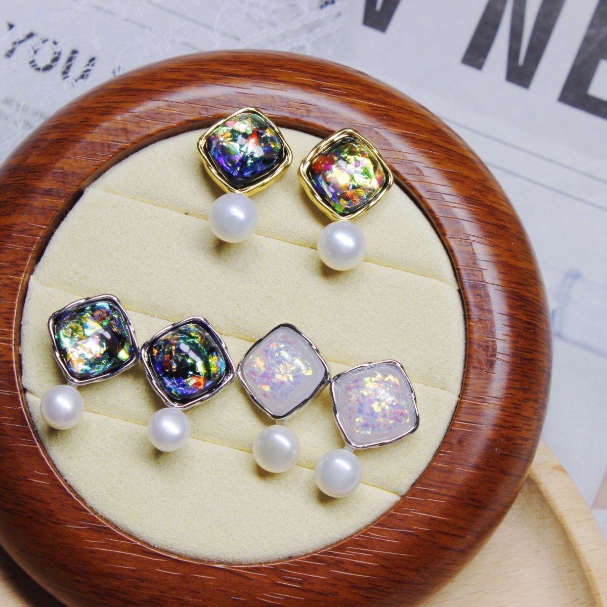 新款复古方糖小众个性款天然淡水珍珠馒头圆耳钉女高级感珍珠耳饰珍珠项链首饰项链详情图10