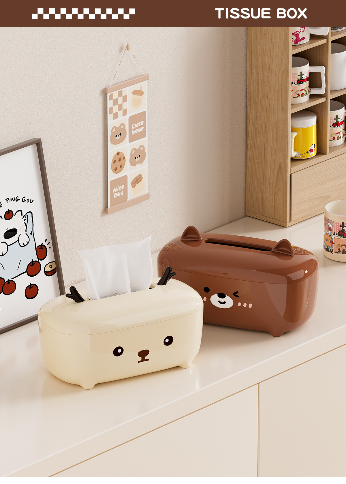 桌面纸巾盒，可爱动物造型抽纸盒，卡通纸巾盒（817-6448）详情13