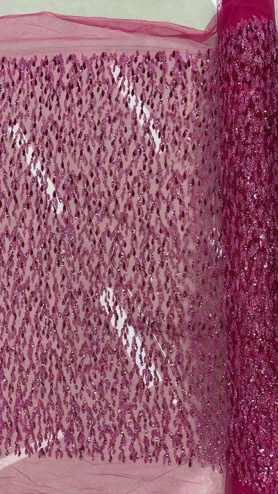 Fabric processing and customization for heavy industry wedding dresses and evening gowns, custom-made beaded fabric, high-quality handcrafted fabric selection