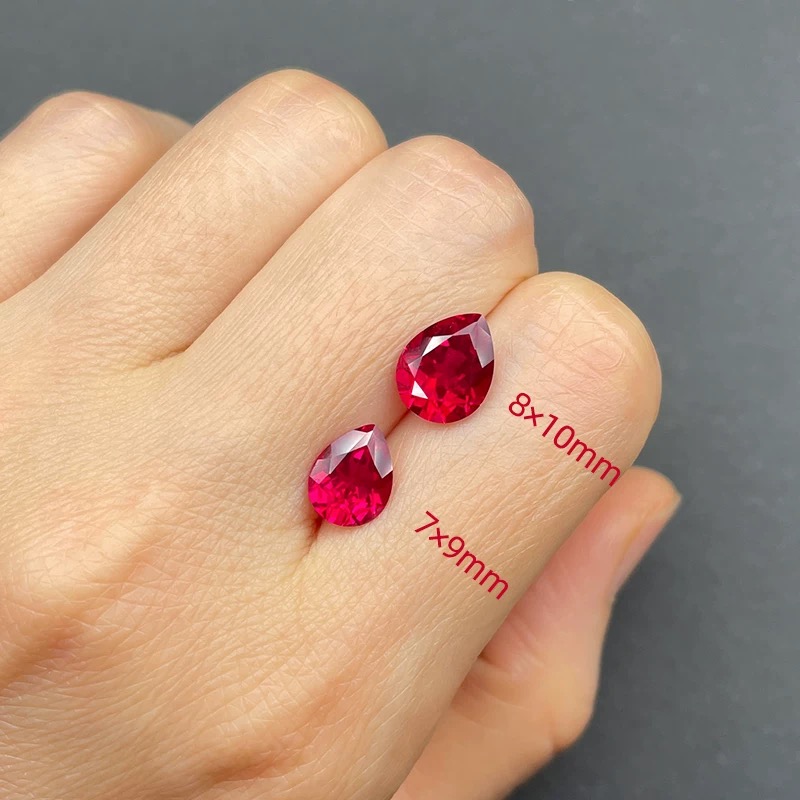 Water-drop cut cultivated ruby Item Picture