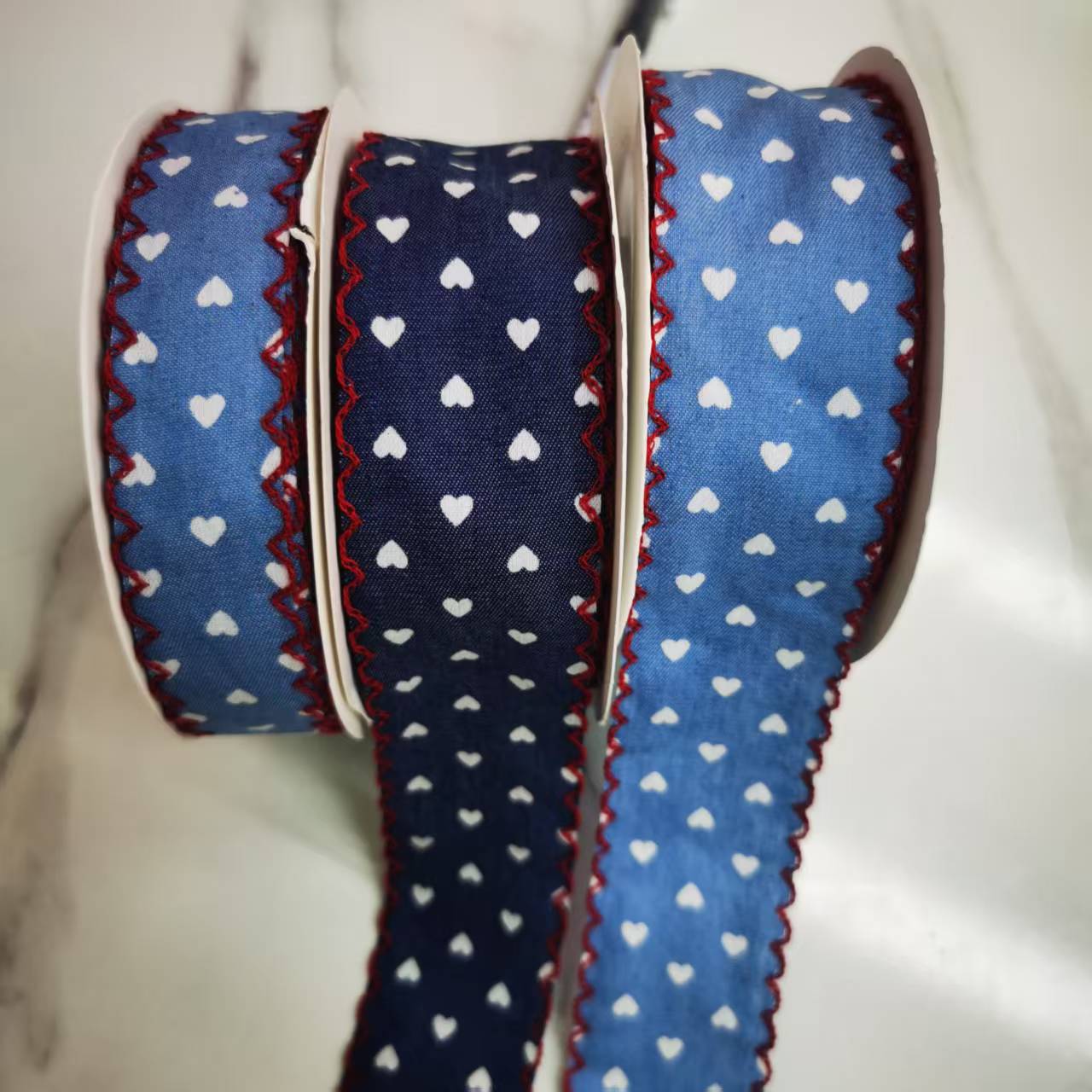 2.5 cm denim heart-shaped wine red border, size 5 clothing hat accessories, headwear, bow, lace accessories