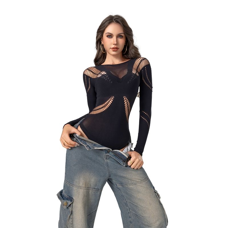 时尚内衣紧身衣物性感女孩修身连体裤紧身连体长袖套装