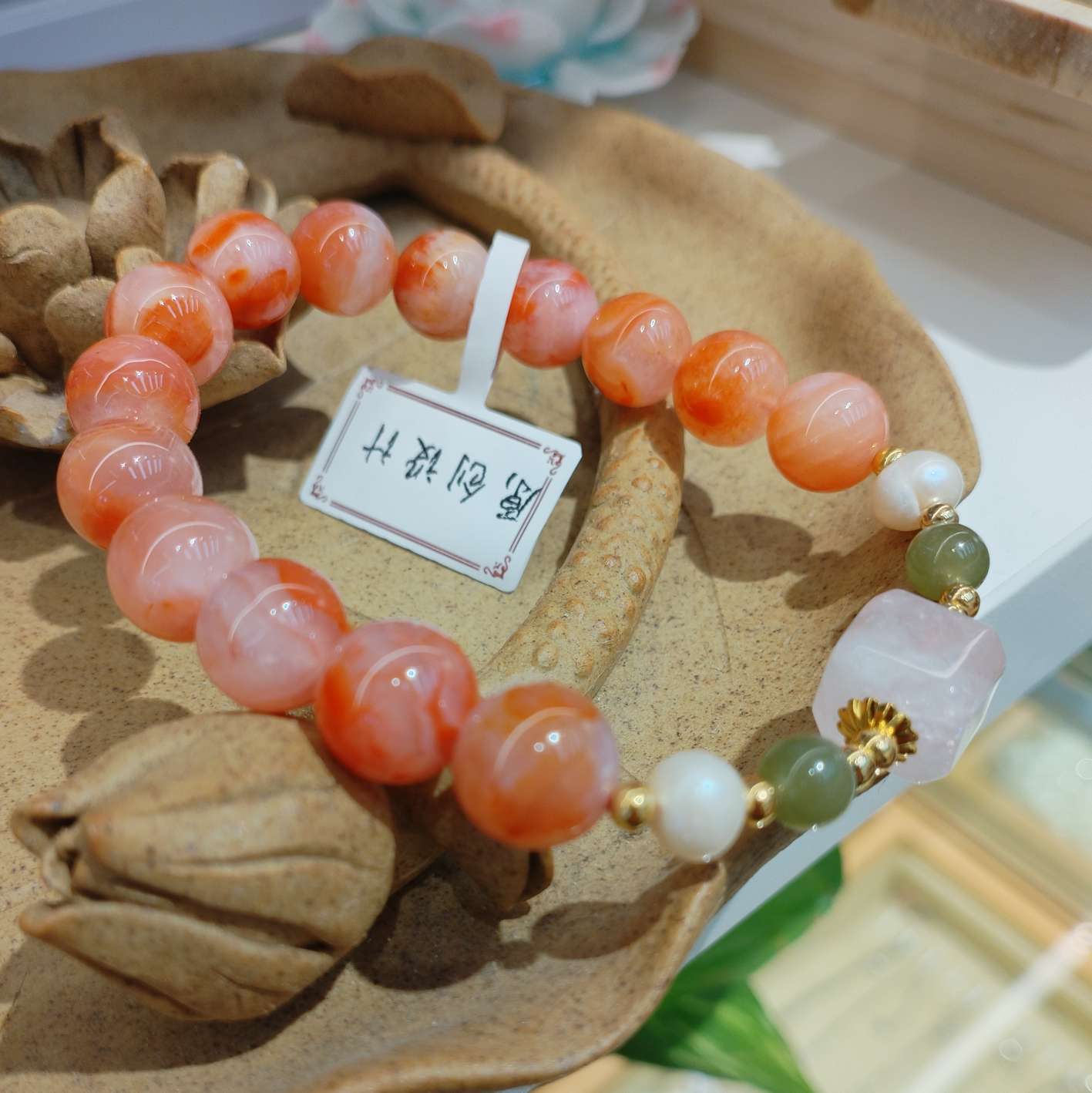 10mm crystal bracelet, Nan Hong with pearl and Hetian jade, fashionable and versatile jewelry bracelet, trendy style, for both women and men detail image 5