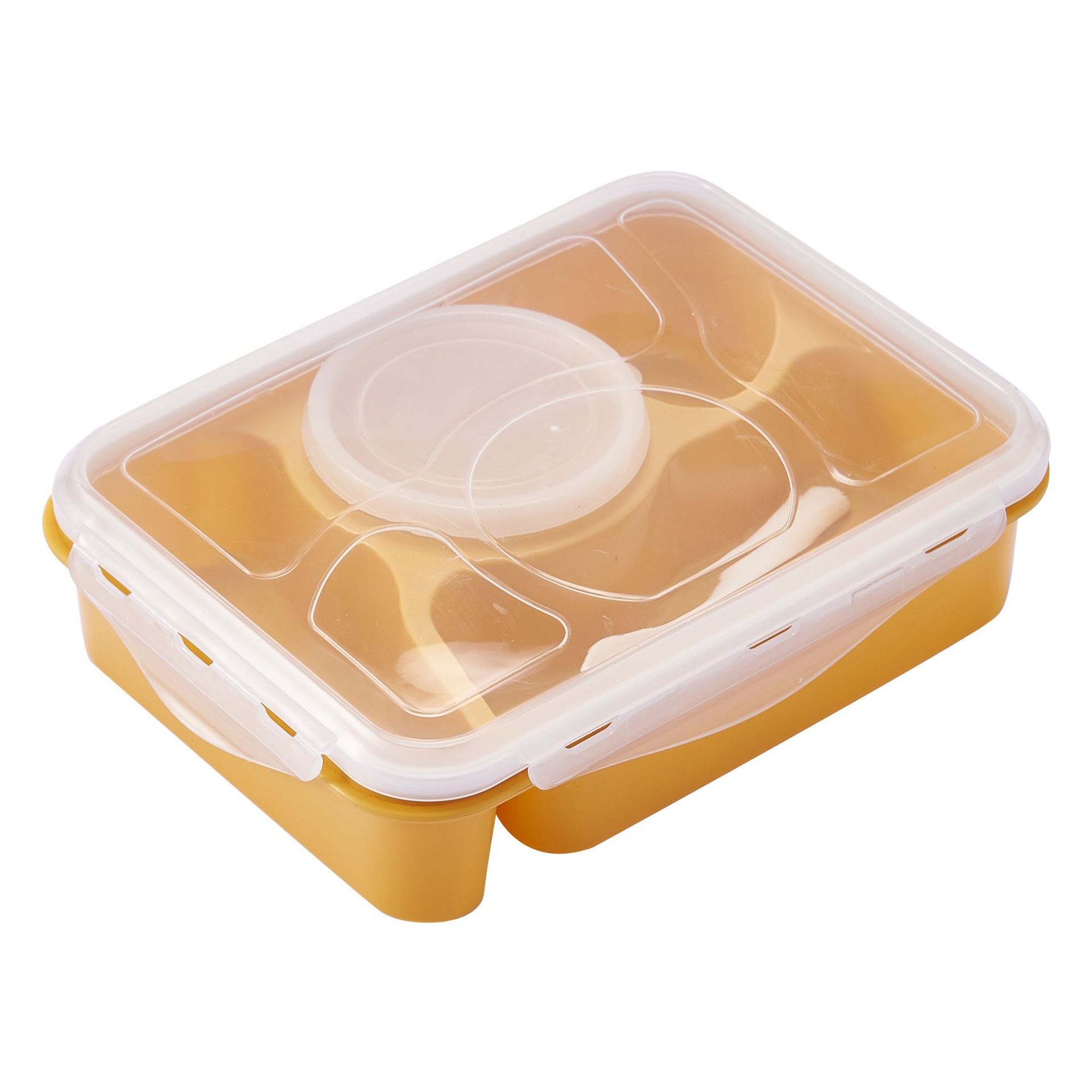 「五格带汤碗塑料便当盒 学生上班族分隔餐盒 食品级便携带勺密封饭盒」详情3