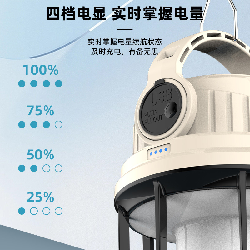 Camping lamp, ultra-long battery life, solar outdoor lamp, rechargeable lighting lamp, camping led tent hanging type pic 3