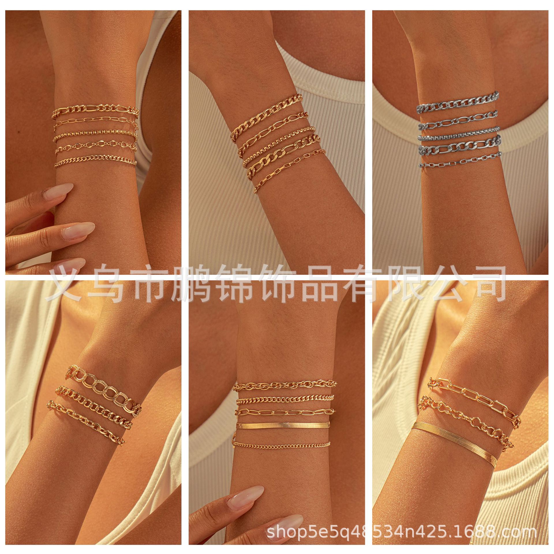 欧美跨境饰品 小众复古钛钢镀金扁蛇链手链简约个性百搭批发手链