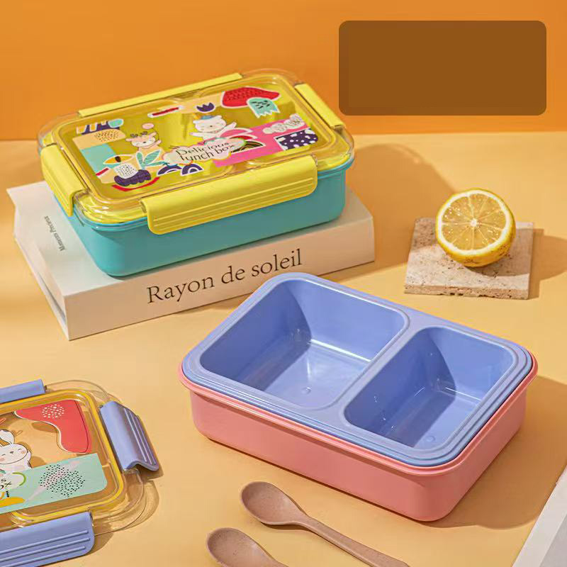卡通双格分隔饭盒 可爱便携保鲜盒 学生上班族带饭便当盒详情2