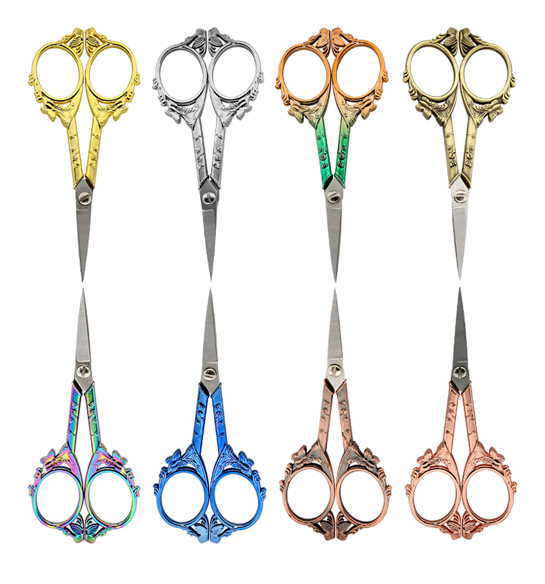 跨境新款欧式复古蝴蝶剪家用不锈钢小剪刀十字绣线头绣花剪窗花剪金凤凰复古造型国潮合金剪不锈钢家用剪十字绣花刺绣线头手工剪刀详情8