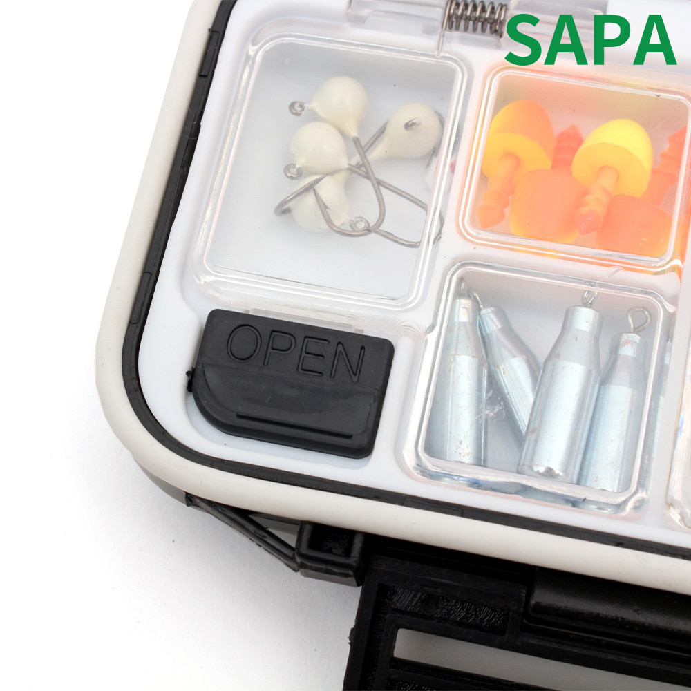SAPA 12-compartment 4-opening and closing door pocket fishing gear box, black small fishing accessories storage box, pvc box Item Picture