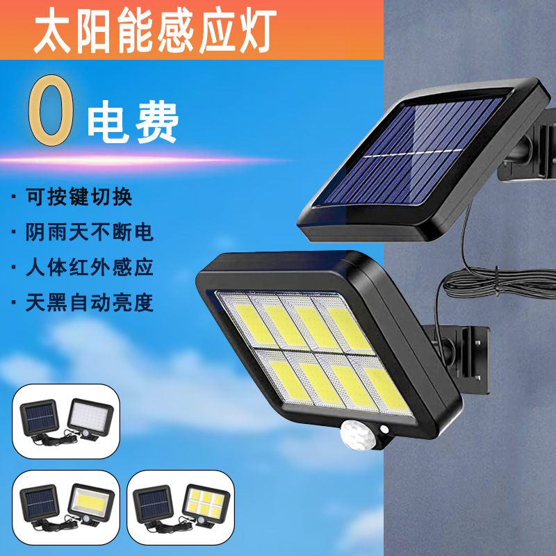 Solar panel charging human body sensor lamp, outdoor split garden lamp, wall lamp, outdoor lighting street lamp Specification image