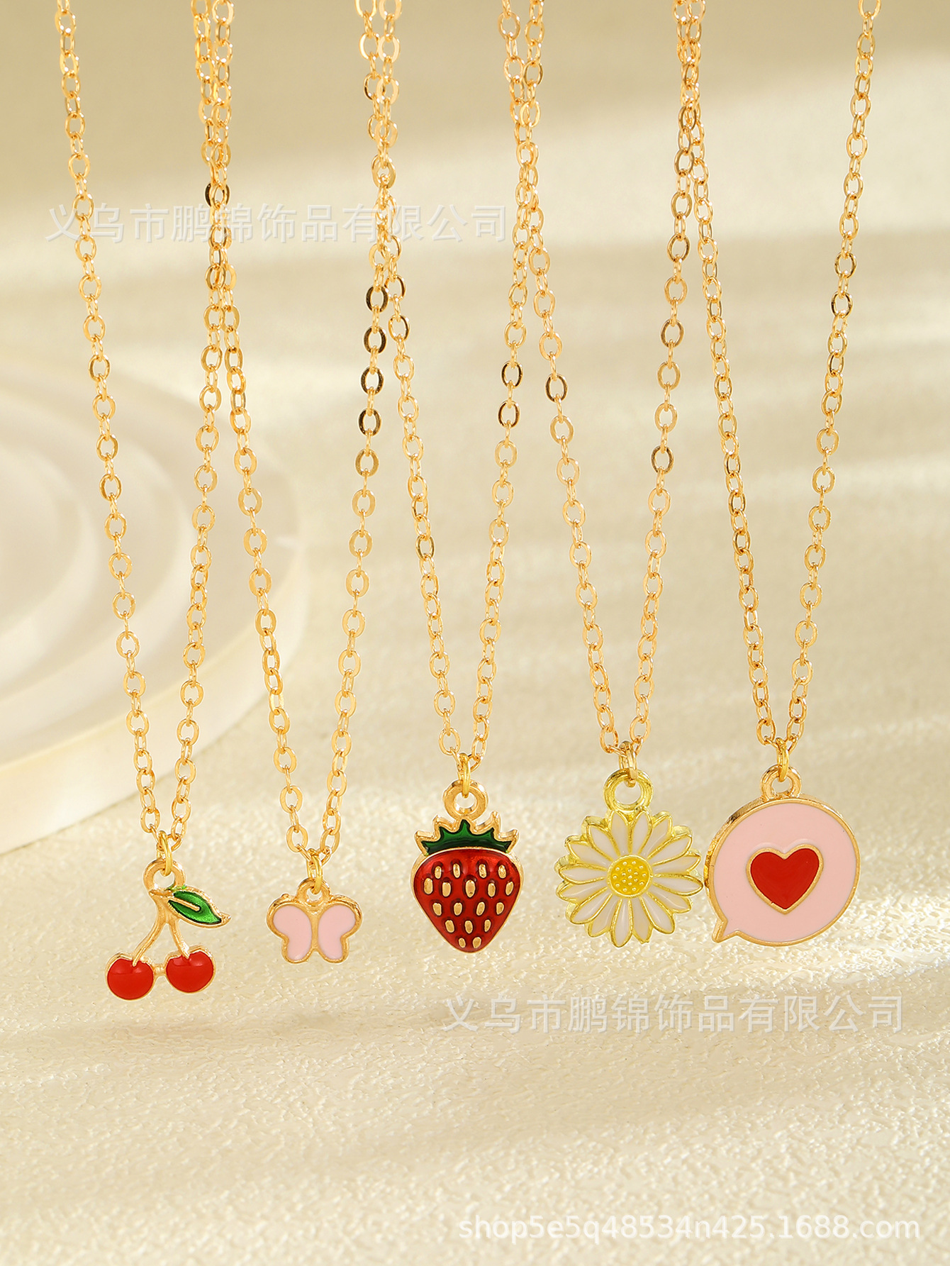 欧美跨境饰品 樱桃吊坠项链女isn轻奢高级感小众首饰配饰锁骨链女详情5