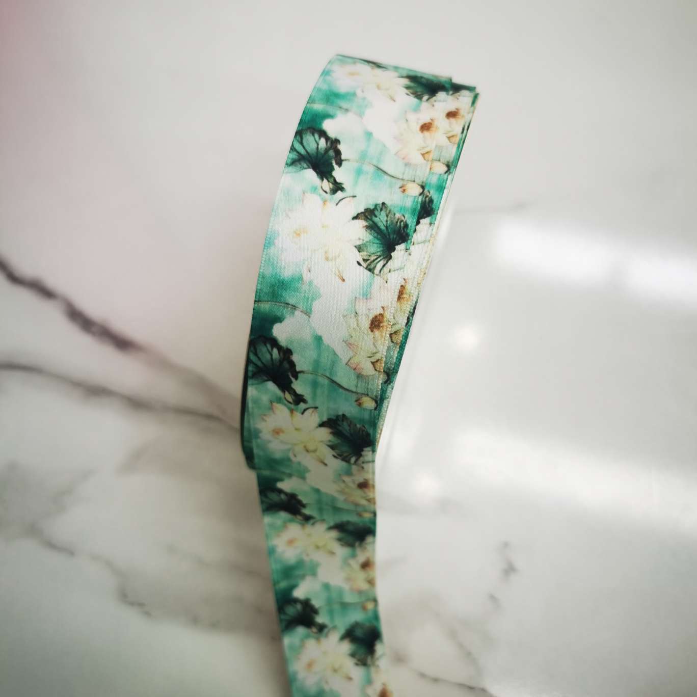4 cm matte tape printed with lotus leaves and flowers, clothing, shoes, hats, accessories, DIY bow Application Scenario