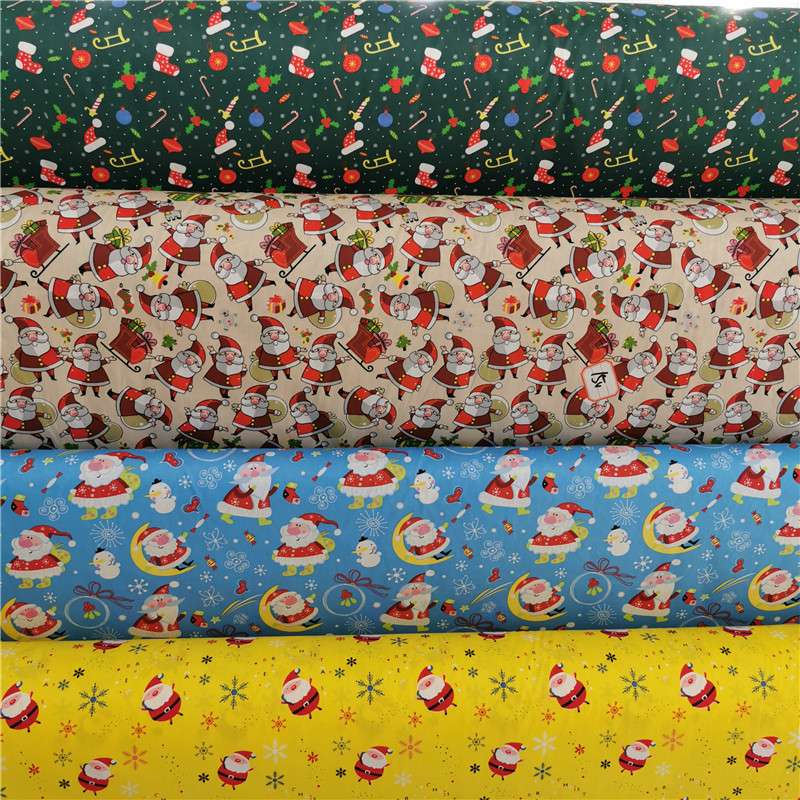 Best-selling Santa Claus printed fabric, all-cotton twill fabric, pure cotton patchwork fabric set