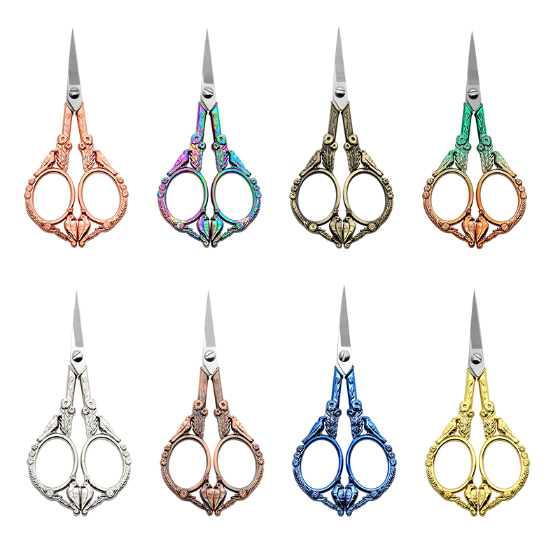 新款复古蝴蝶剪家用不锈钢小剪刀十字绣线头绣花剪窗花剪金凤凰复古造型国潮合金剪不锈钢家用剪十字绣花刺绣线头手工剪