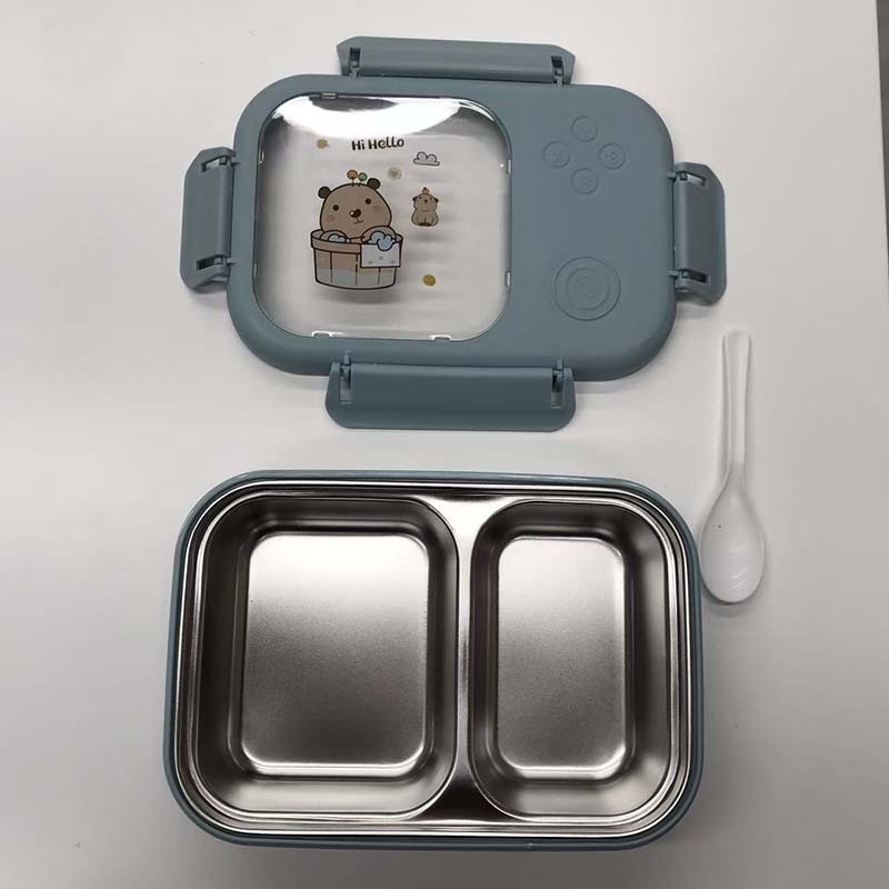 不锈钢分隔饭盒 多色可爱密封便当盒 学生上班族便携分格餐盒 保鲜带饭神器详情4
