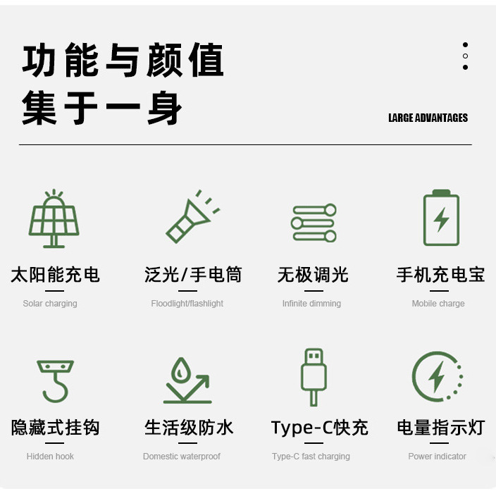 New solar-powered camping lamp, multi-functional atmosphere lamp, high-intensity portable lamp, outdoor charging camping emergency lighting lamp pic 5