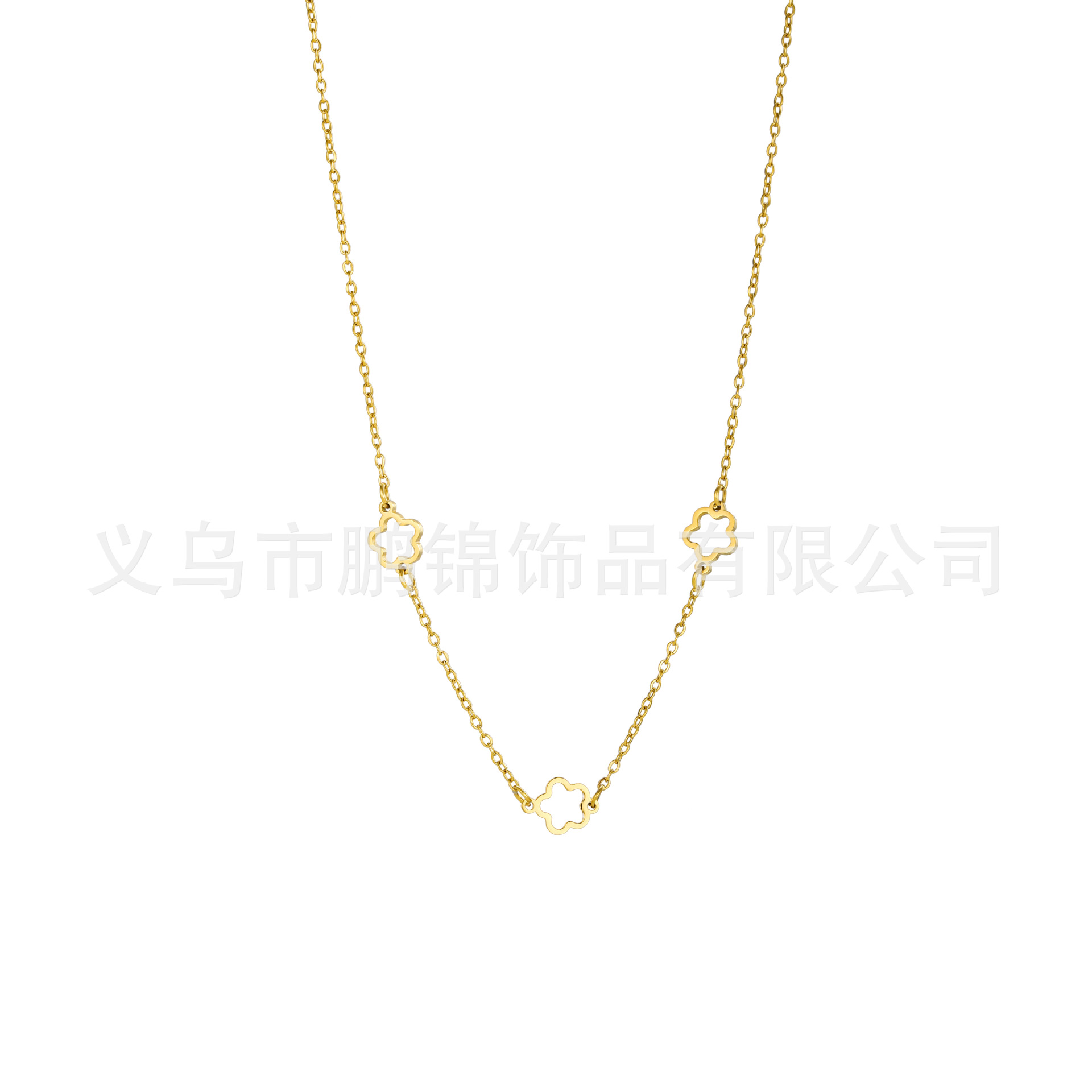 欧美跨境饰品 镂空花朵吊坠项链女轻奢高级感首饰配饰锁骨链小众白底实物图