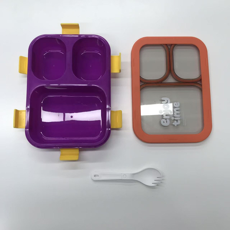 Enjoy Time三格分隔饭盒 撞色便携带餐具餐盒 学生上班族保鲜便当盒详情6