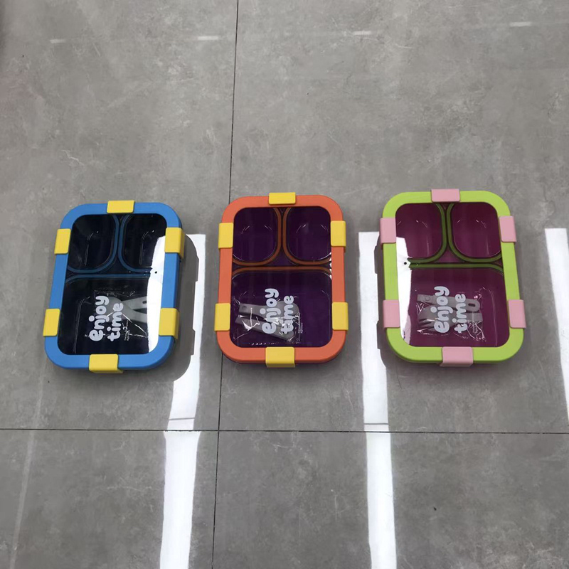 Enjoy Time三格分隔饭盒 撞色便携带餐具餐盒 学生上班族保鲜便当盒详情5