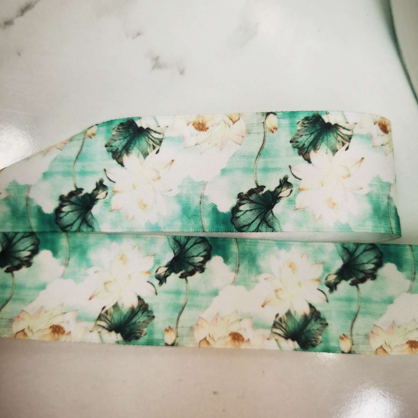 4 cm matte tape printed with lotus leaves and flowers, clothing, shoes, hats, accessories, DIY bow details Picture